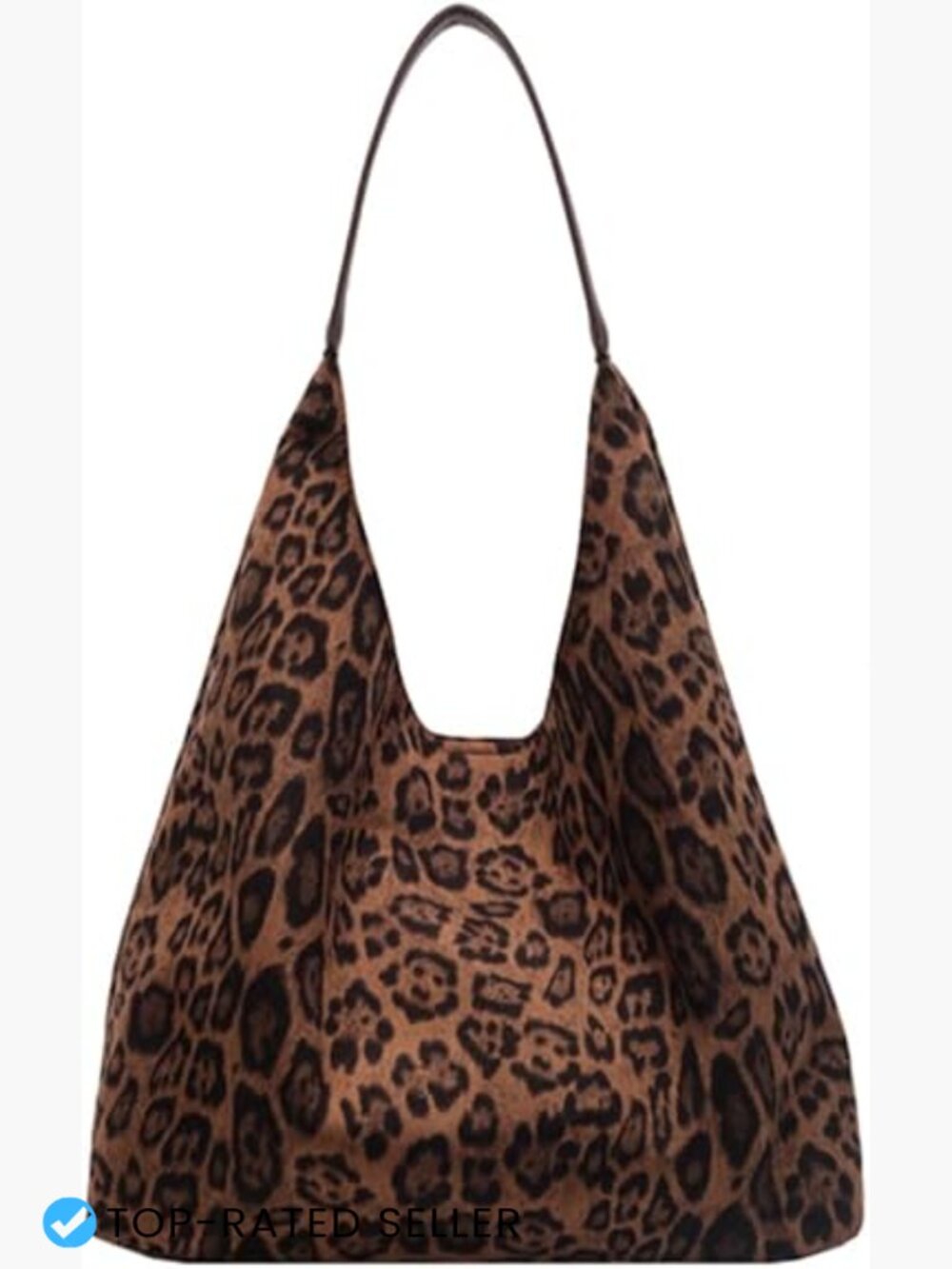 Leopard Print Faux Suede Hobo Tote Bag Large Capacity Work Shoulder Purse